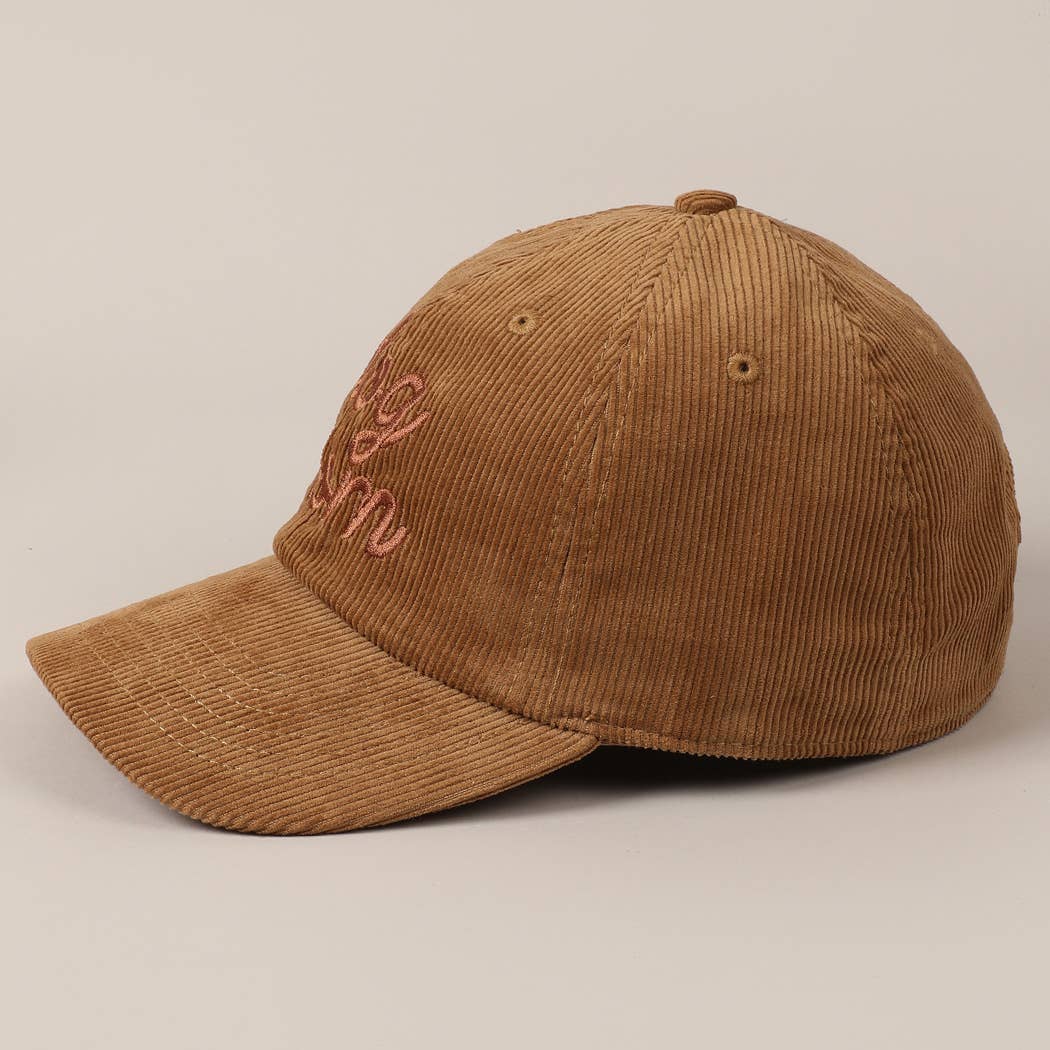 Fashion City - Wholesale Baseball Cap - Unisex - Dog Mom Text Solid Color Corduroy Baseball Cap18