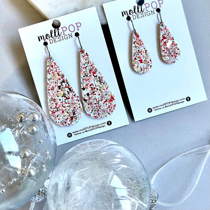 Candy Cane Sparkle Skinny Orecchini a goccia per la vendita all'ingrosso da parte di molliPOP Design