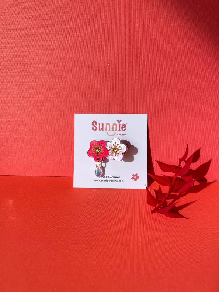 Red Flower Hair Clip for wholesale by Sunnie Creative
