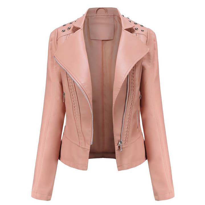 Lily Clothing - Wholesale Leather Jacket - Women's - Thin studded jacket for women5