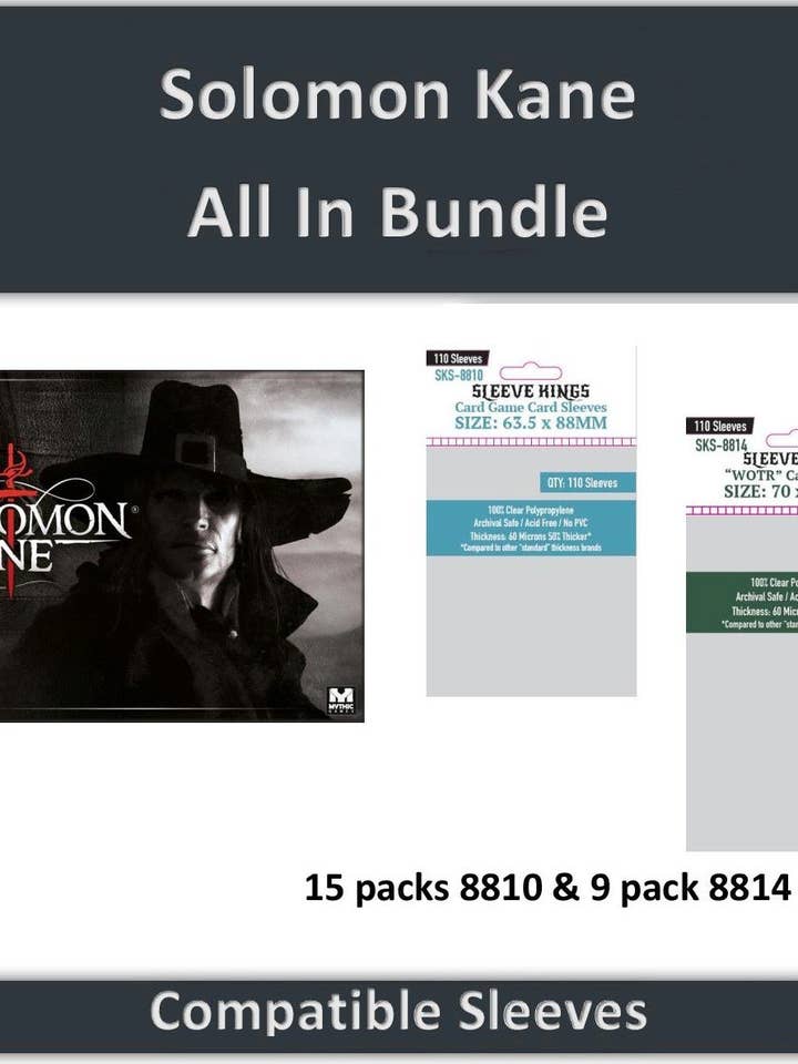 "Solomon Kane All In" Sleeve Bundle (8810 X 15 + 8814 X 9) for wholesale by Mayday Games