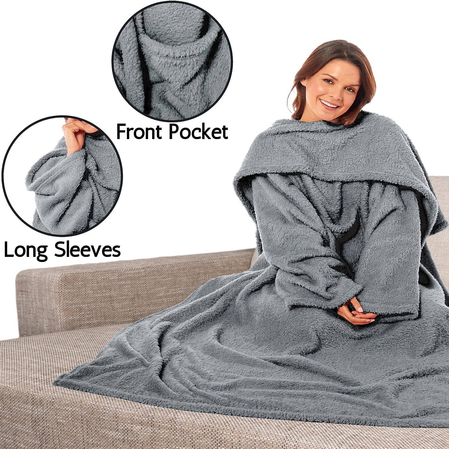 LOOMWORKS LTD – wholesale Throw blanket – Wearable TV Blankets, Ultra Soft Cosy Fleece Throws With Sleeves And Pocket1