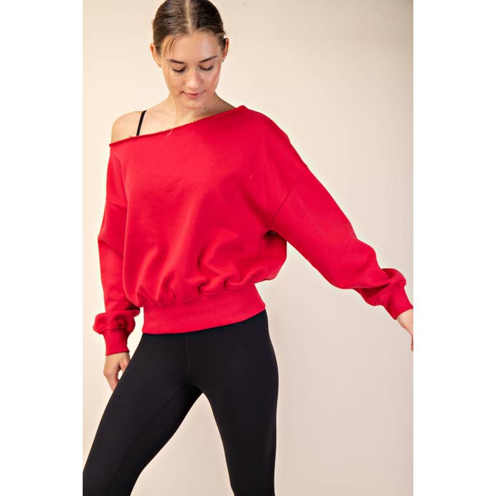 Apolline - Wholesale Sweatshirt - Women's - FRENCH TERRY FLEECE OFF SHOULDER SWEATSHIRT