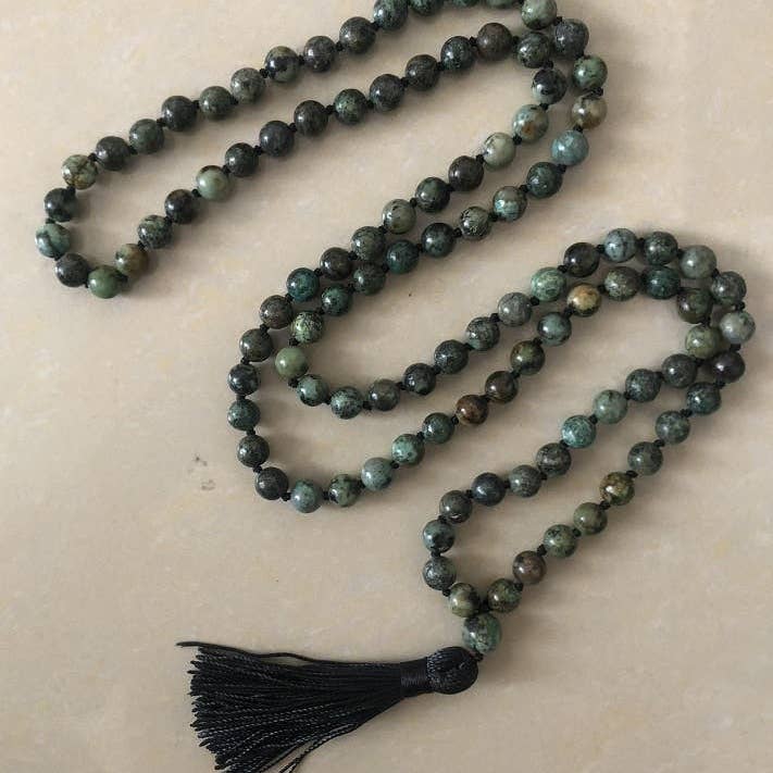Namu Baru Inc. - Wholesale Prayer Beads Necklace - African Turquoise Knotted 108 Mala - Prayer Beads - 8mm