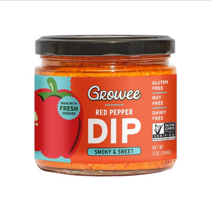 Growee Foods - Wholesale Dip - Red Pepper Dip, Sauce, Spread, Plant-based,12 OZ
