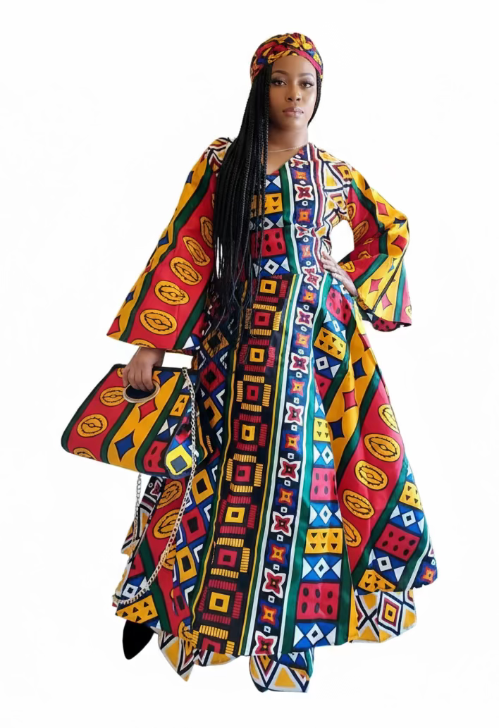 India Batik - Wholesale Dress - Women's - 3pcs Set Maxi Skirt Pocketbook wrap Dress J1