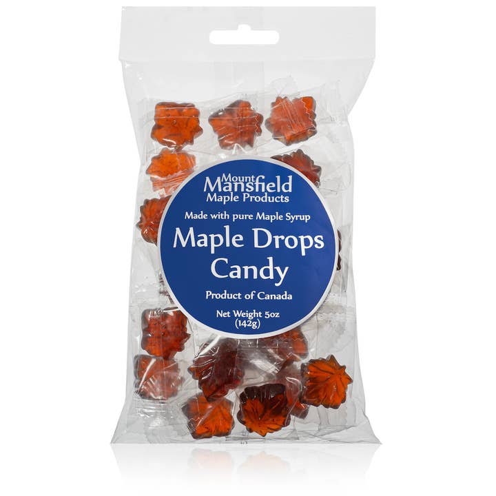 5oz Clear Bag Maple Drops Hard Candy for wholesale by Mount Mansfield Maple Products