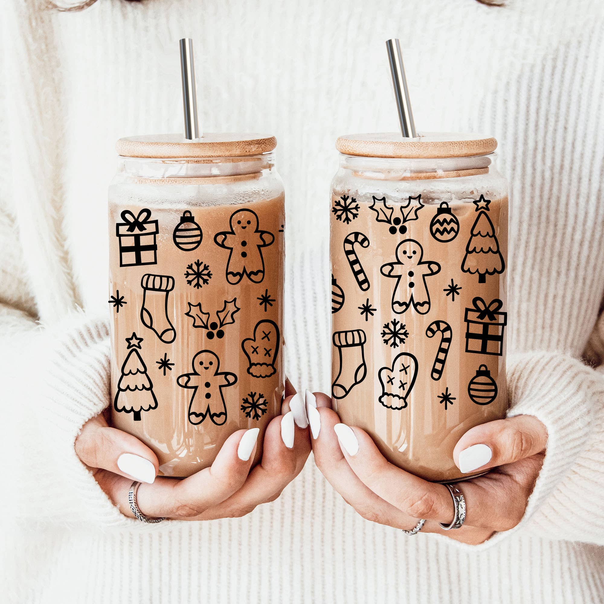 Gia Roma - Vente Gourde/bouteille isotherme - Verres en verre et cadeaux de cuisine de Noël Candy Cane105