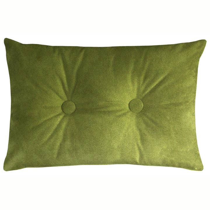 Mcalister textiles - Wholesale Throw/Decorative Pillow - Matt Lime Green Velvet Button 40cm x 60cm Pillow