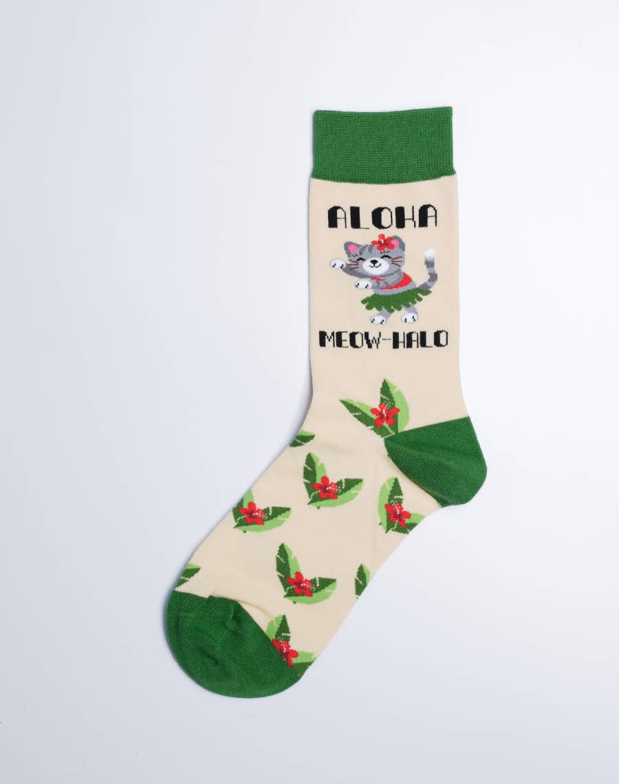 Just Fun Socks - Vente Chaussettes – femme - Chaussettes Aloha Meowhalo Cat Crew pour femmes1
