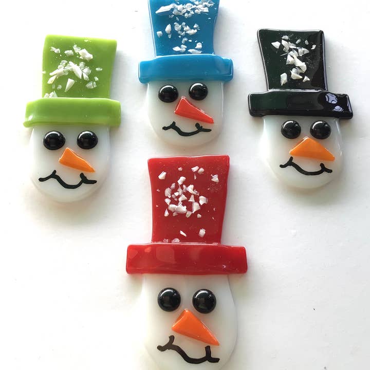Fish Tales - Wholesale Ornament Set - Top Hat Snowmen Glass Ornaments