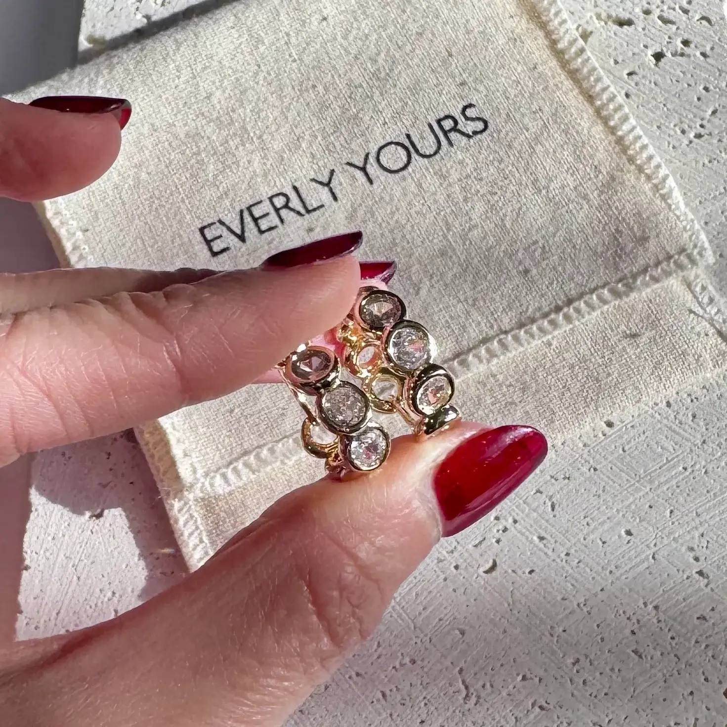 Everly Yours - Wholesale Hoop Earrings - Nora 14K Gold Bezel Diamond Hoops 4