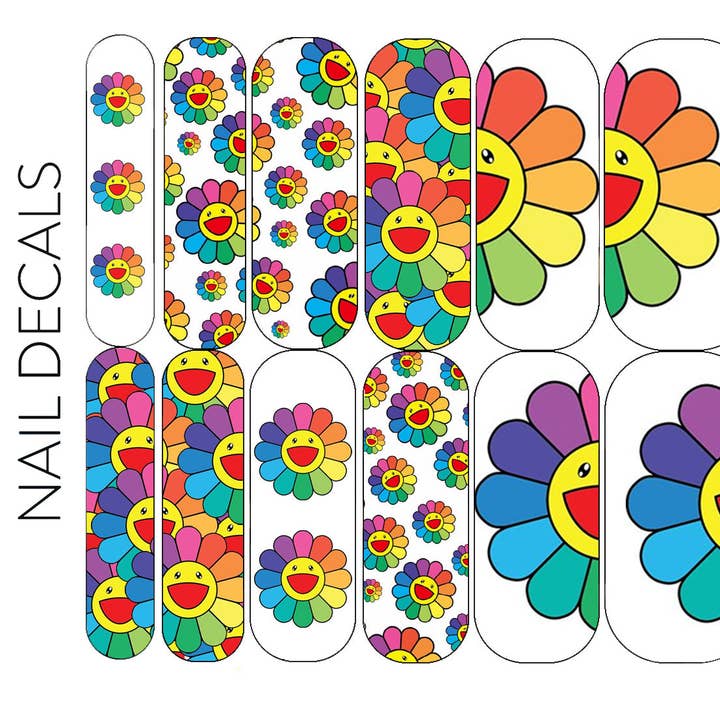 Aufkleber Rainbow Flower 2 - CLEAR für den Großhandel von DIPPY COW NAILS