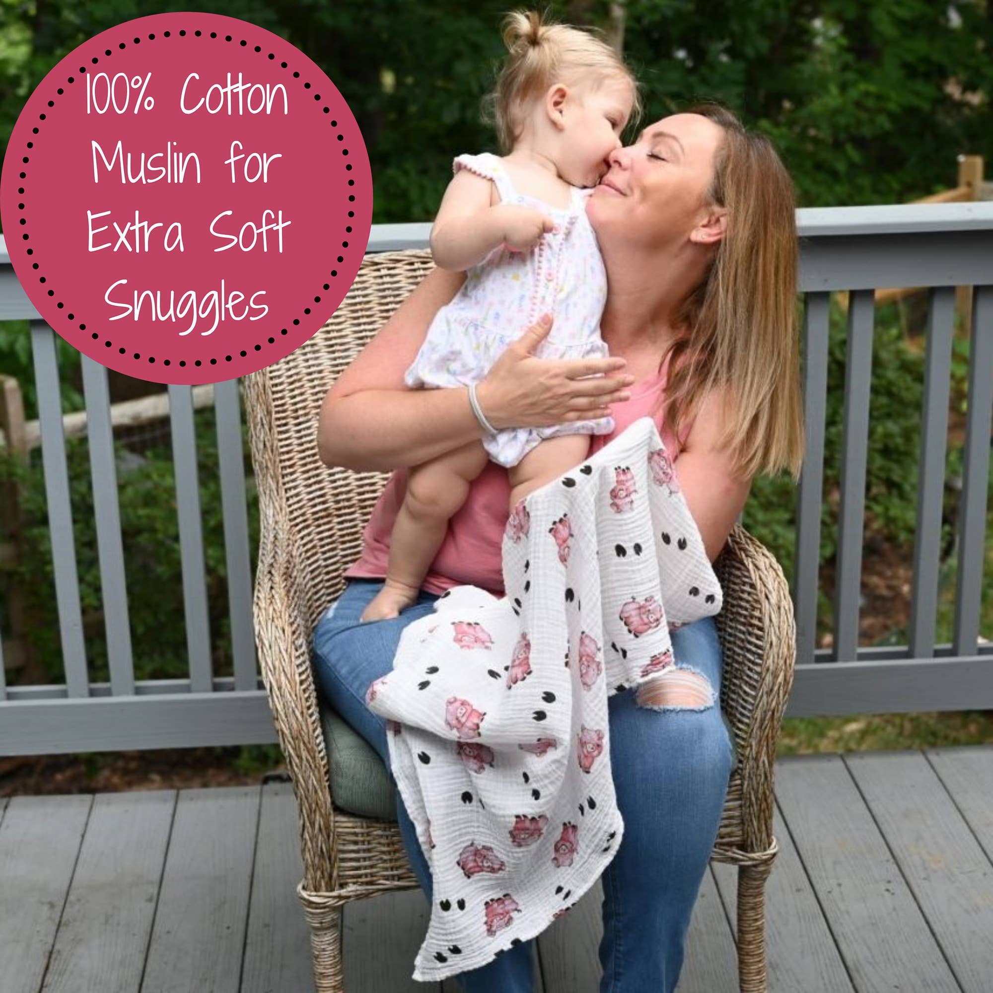 LollyBanks – Großhandel Pucktuch – Baby – Oink Oink Baby Musselin-Wickeldecke4