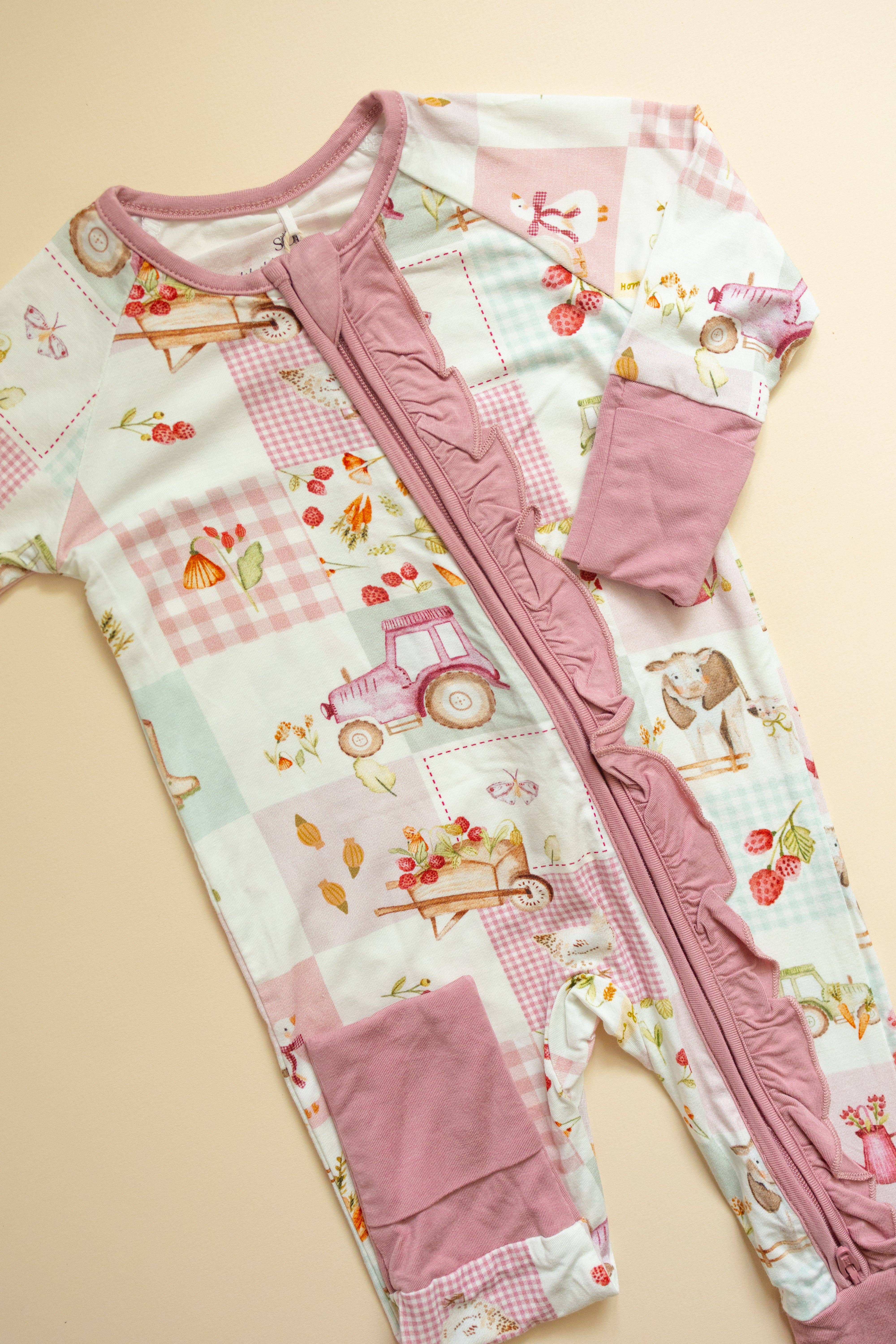 SOL Baby Clothing & Accessories - Wholesale Jumpsuit - Baby - Pink Farm Bamboo Romper2