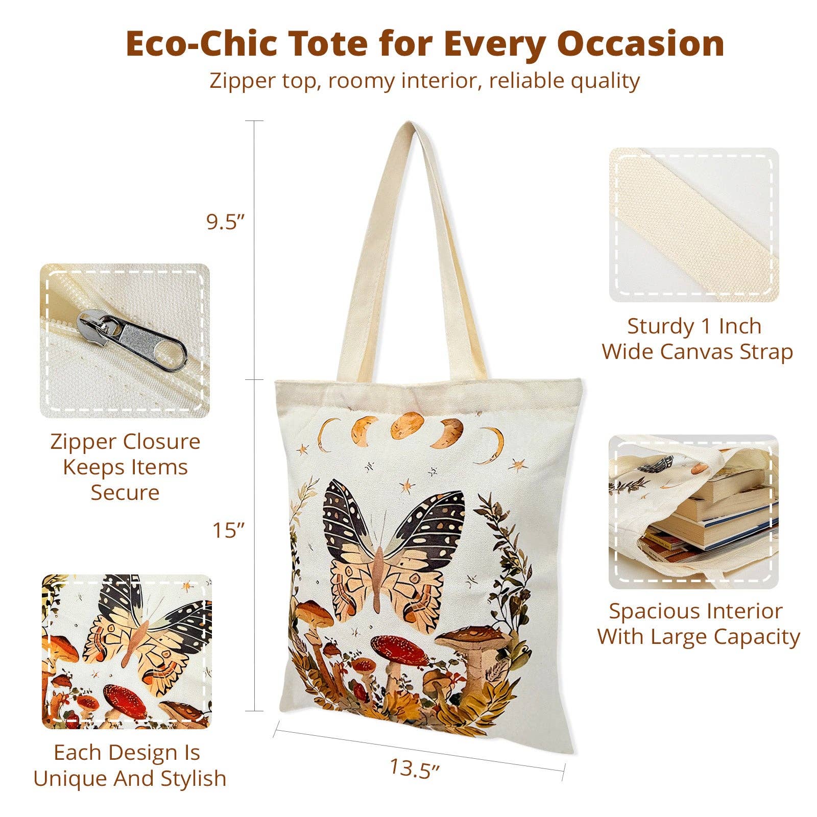 Wrapables.com - Wholesale Tote Bag - Women's - Wrapables Zippered Canvas Reusable Tote Bag9