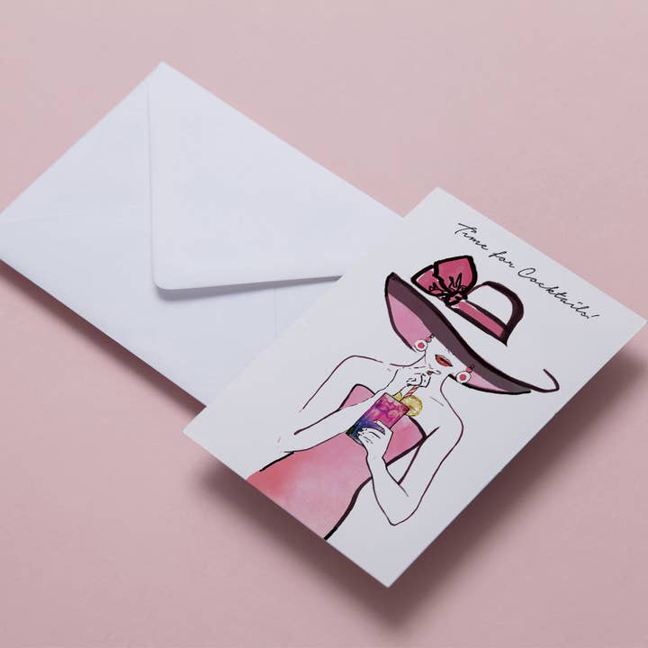 Greeting card - Time for cocktails for wholesale by Susan Kerian, Illustrator