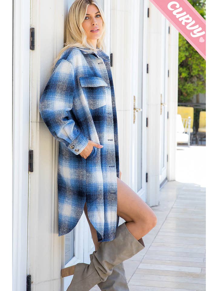 Sweet Lovely by Jen - Wholesale Shirt Jacket/Shacket - Women's - PLUS SIZE SHACKET /PLAID COAT50