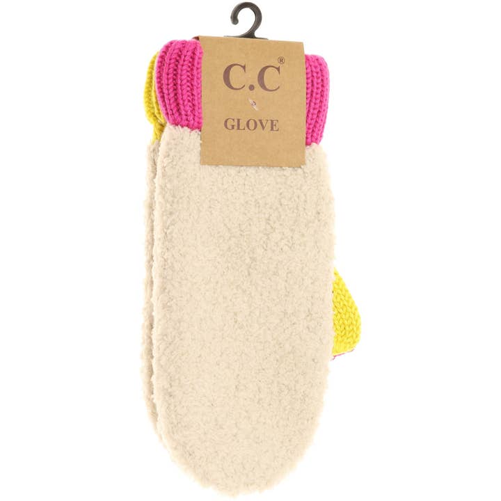 C.C Beanie - Wholesale Mittens - Women's - Color Block Sherpa Knit Women's Mittens