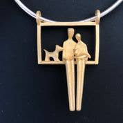 Couple with Dog in Gold plated Steel for wholesale by Yenny Cocq llc