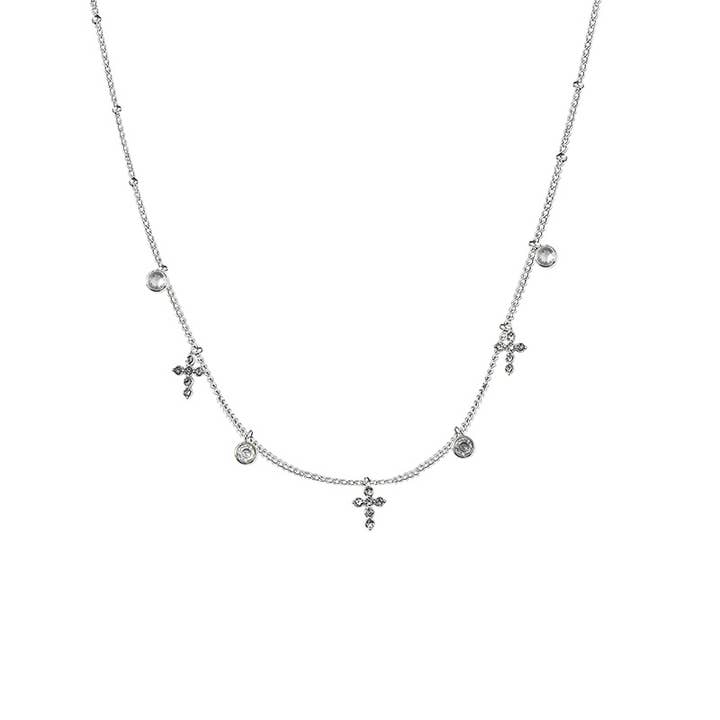 AMORINO SRL - Wholesale Pendant/Charm Necklace - NECKLACE WITH PENDANT CROSSES IN ZIRCON - YC25744B252