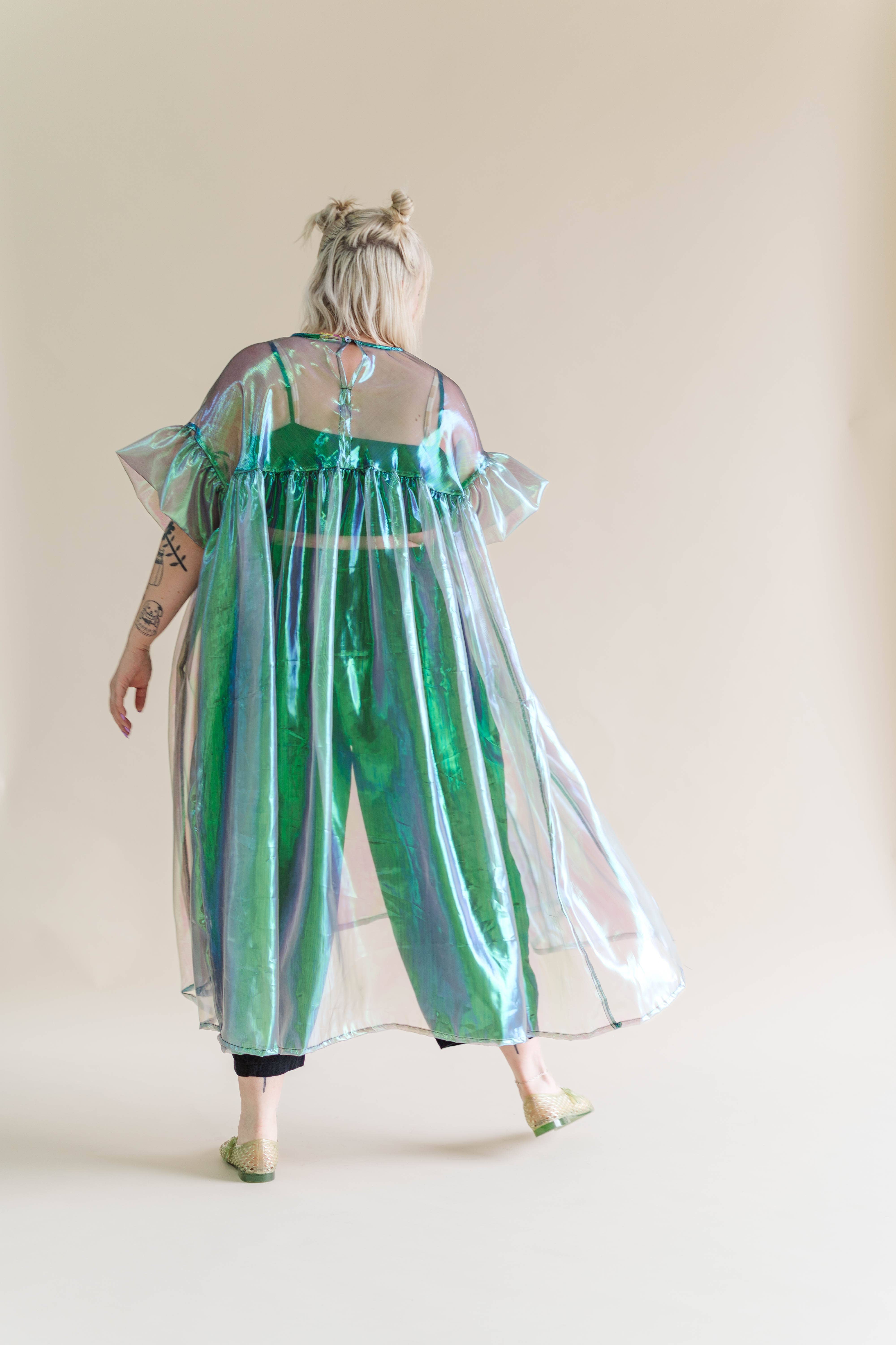 Nettle Studios - Wholesale Dress - Women's - Size-Inclusive Plus Size Gathered Sheer Green Maxi Dress9