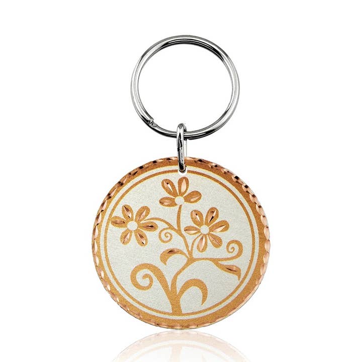 KC 09sp Daisy-Schlüsselanhänger aus Silber und Kupfer für den Großhandel von COPPER ARTS INC.