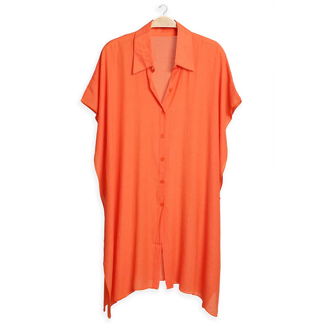 Fashion City – wholesale Buttoned-down shirt – Women's – Women's Oversized Long Sleeveless Shirt Cover Up2