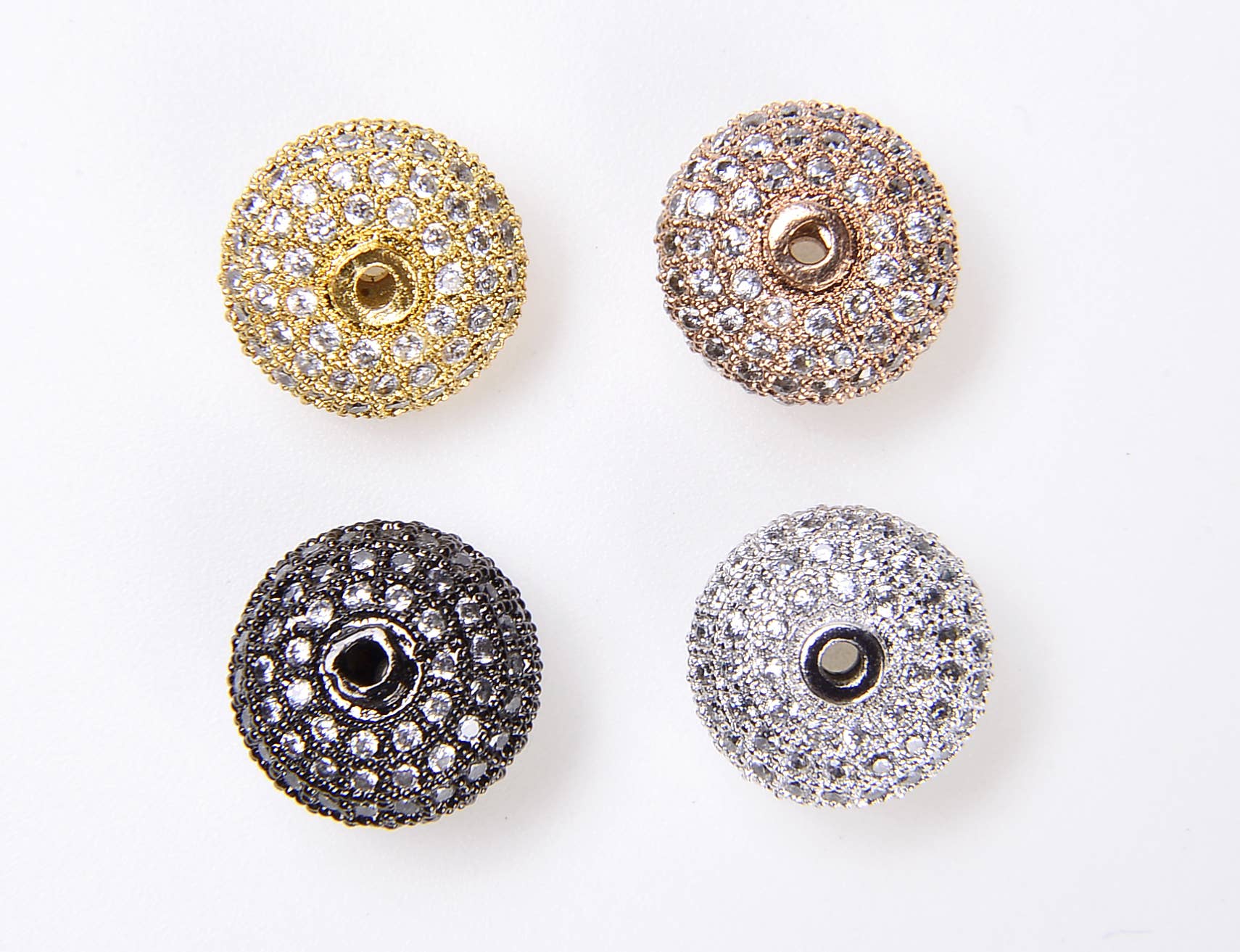 findings4uGem – wholesale Beads – Rondelle Spacer Beads, Round CZ Micro Pave Bead, BD0100