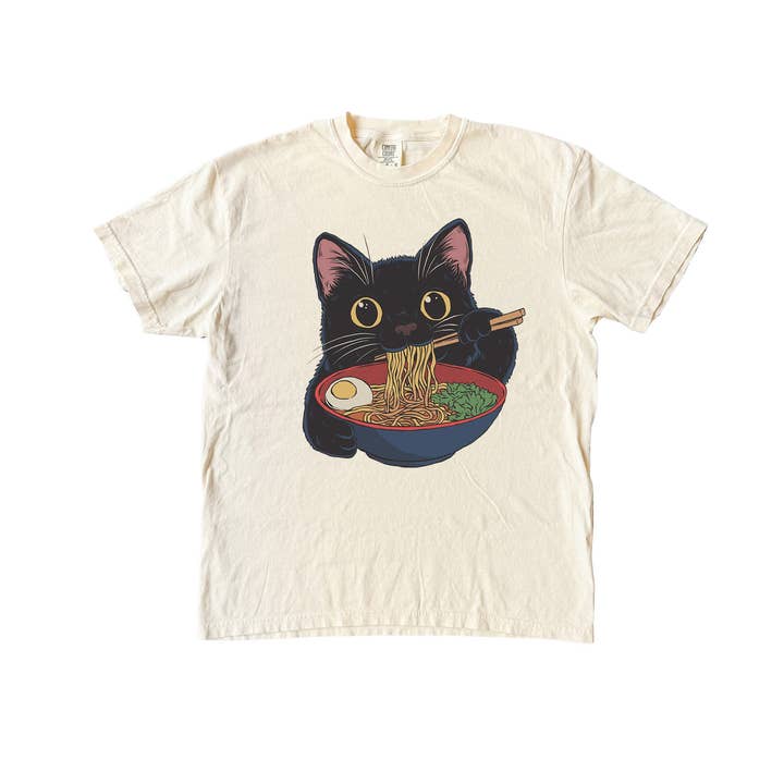 Blue Giraffe Inc - Wholesale Screen Printed T-Shirt - Women's - Cat Ramen T-Shirt2