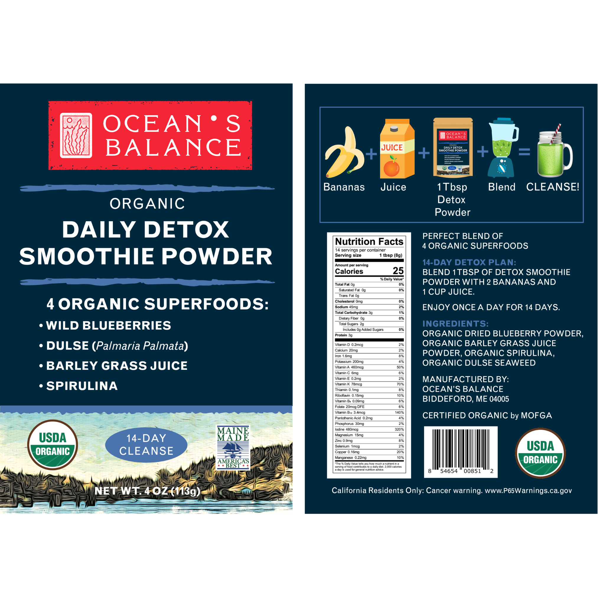 Ocean's Balance - Wholesale Protein/Superfood Powder - Organic Detox Smoothie Powder1