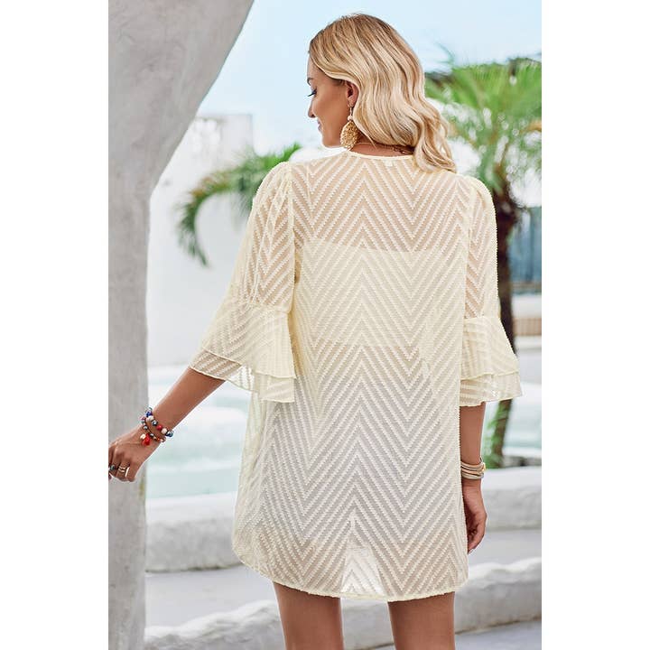 Supreme Fashion - Wholesale Cardigan - Women's - Double Layer Ruffle Bell Sleeves Cover Up Cardigan