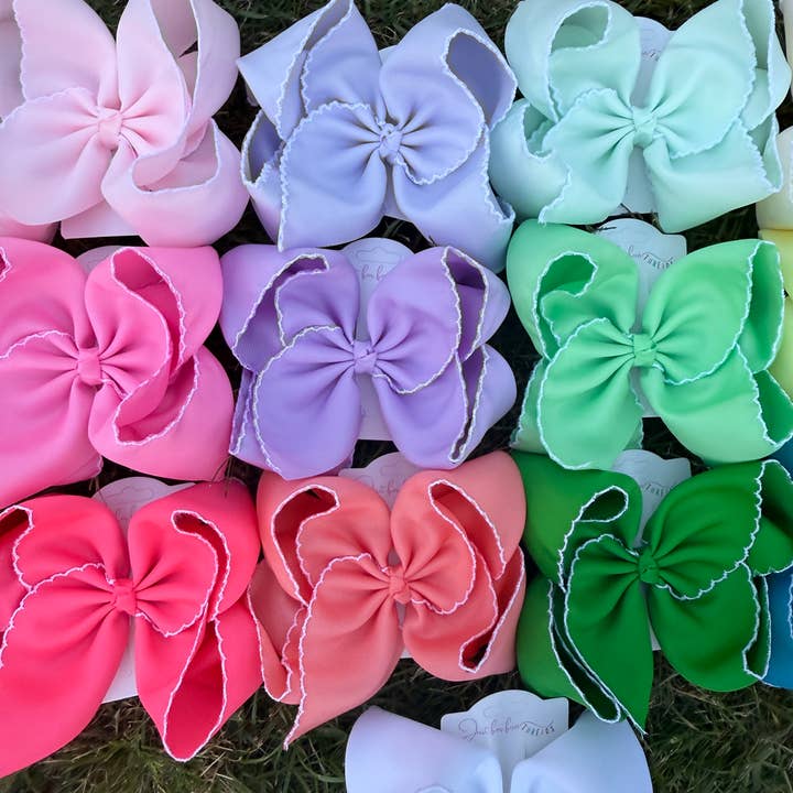 Just For Fun Threads - Wholesale Hair Bow - Kids - Fun Size Solid Moonstitch Hair Bows (5in)