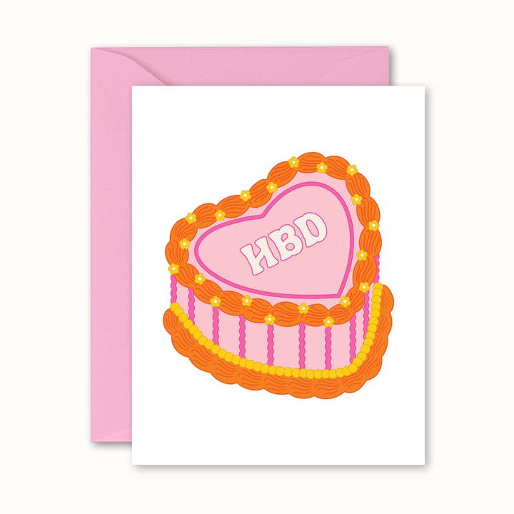 HBD Vintage Hjerte Fødselsdagskage Kort for engroshandel hos No Yeah For Sure