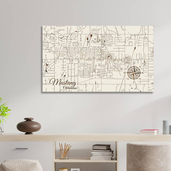 Oklahoma: Mustang Street Map for wholesale by Fire & Pine