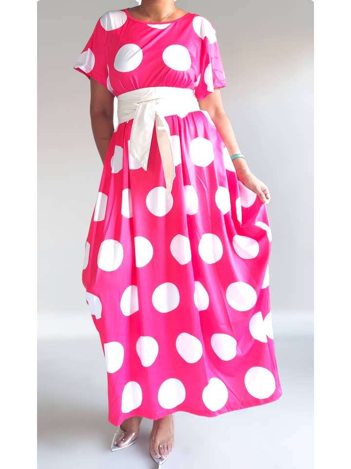 India Batik – wholesale Dress – Women's – Bubble Dress Red & White Polkadot8