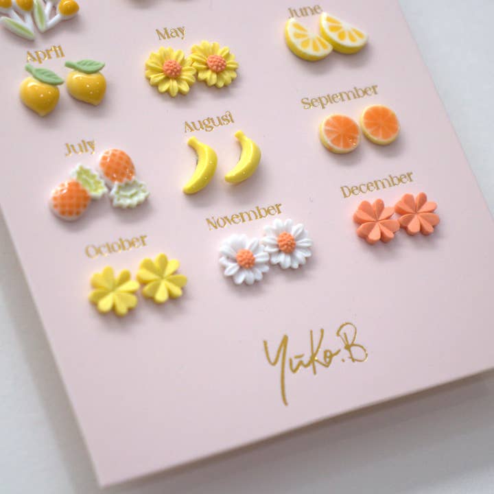 Yuko B - Wholesale Earrings - Kids - Boucles d'oreilles en acier inoxydable pour enfants - Une année de poésie fraîche