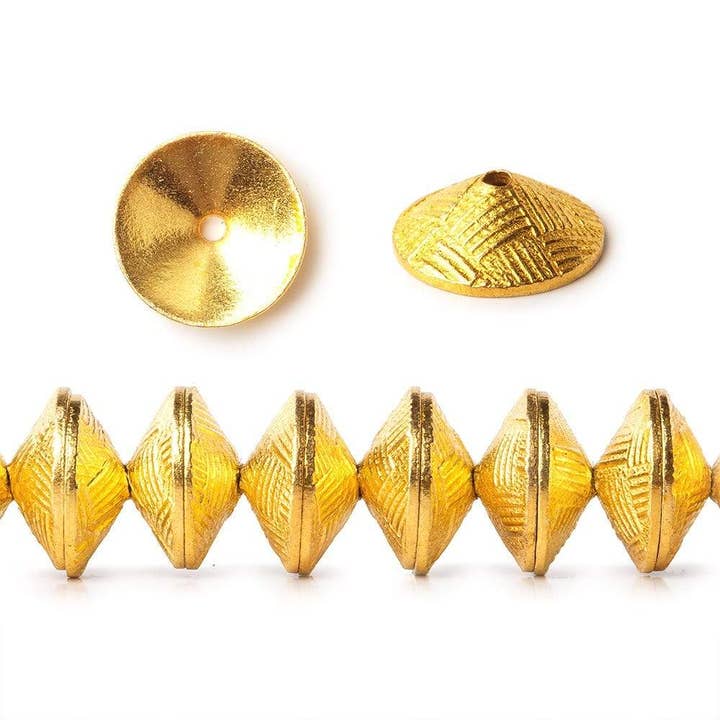 4x10mm 22kt Gold Plated Copper Bead Cap 8 inch 62 pieces for wholesale by Beads of Cambay