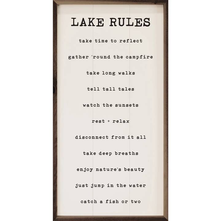 Lake Rules White for wholesale by Kendrick Home