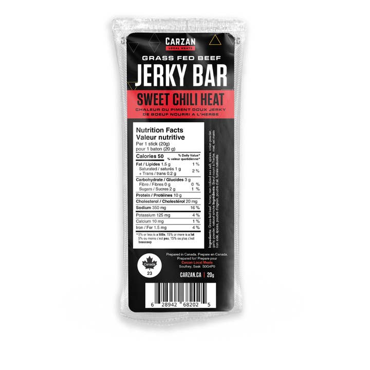 Carzan Local Meats - Wholesale Jerky - Sweet Chili Heat Jerky Bars