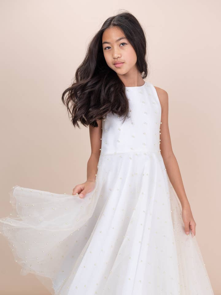 Vestido Amy Sparkle Tule com Pérolas 3D - Crianças por atacado de Zoe Ltd