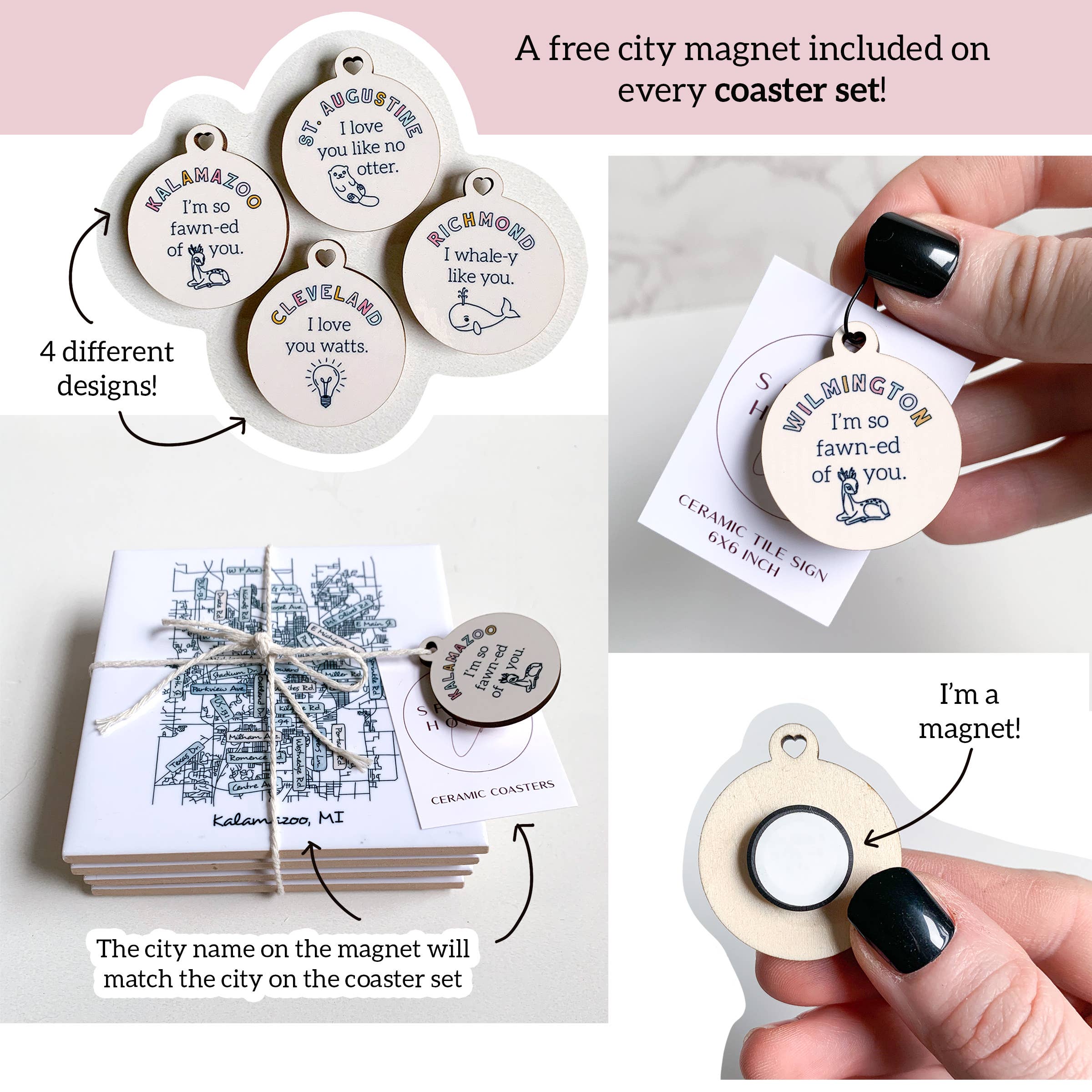 Sparks House Co. - Wholesale Coasters - Street Names Map Coasters - Your City - Custom Order12