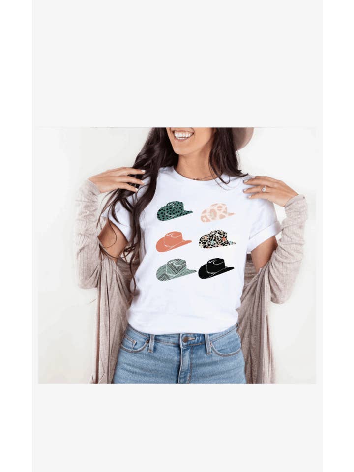KMR and Company - Wholesale Screen Printed T-Shirt - Women's - Cowboy Hats Graphic T-Shirt