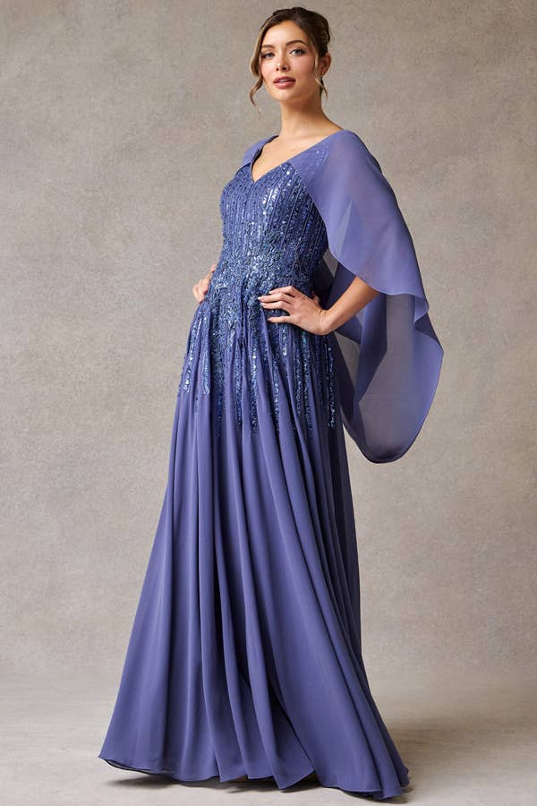 Babyfox Apparel - Vente Robe de soirée – femme - Robe Mère de la Mariée à Manches Courtes avec Capelet et Décolleté Cœur5