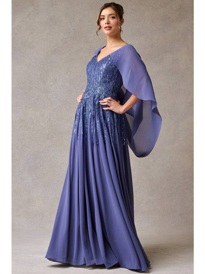 Babyfox Apparel - Vente Robe de soirée – femme - Robe Mère de la Mariée à Manches Courtes avec Capelet et Décolleté Cœur5