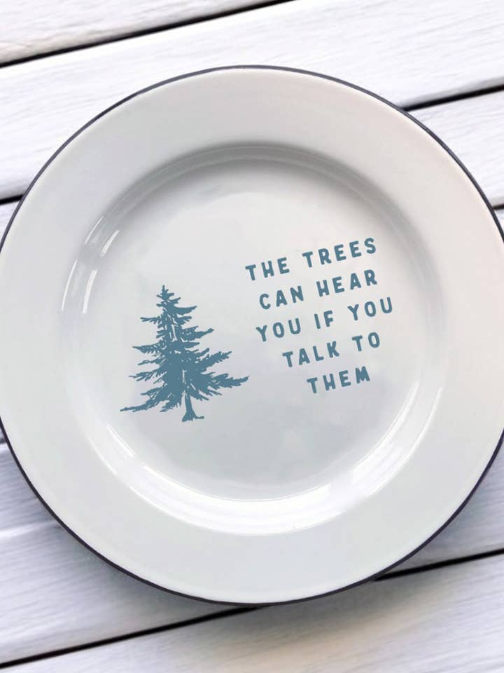 The Trees can hear you, Decorative Enamel Plate for wholesale by Sovende Bjorn