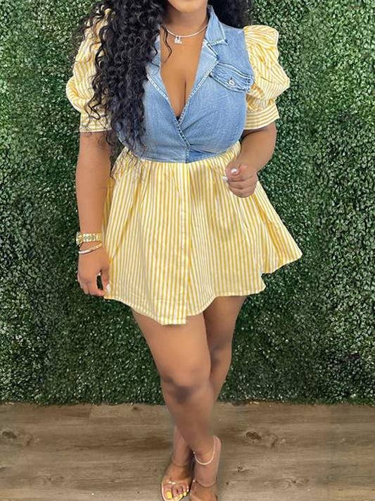 tie waist stripe mini dress for wholesale by Queen Fashion