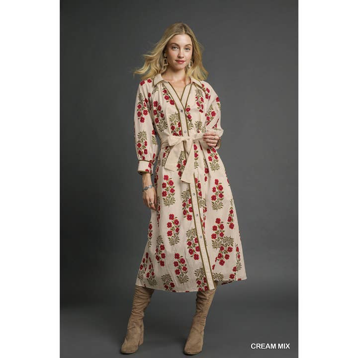 Floral Maxi Shirt Dress for wholesale by STYLE USA