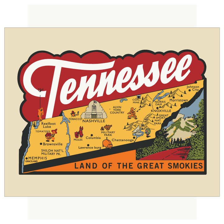 2.5 x 3.5 Tennessee Land of the Great Smokies Map Magnet for wholesale by Fridgedoor