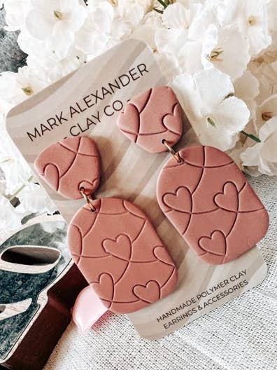 Colgantes acolchados en forma de corazón para venta al por mayor de Mark Alexander Clay Co